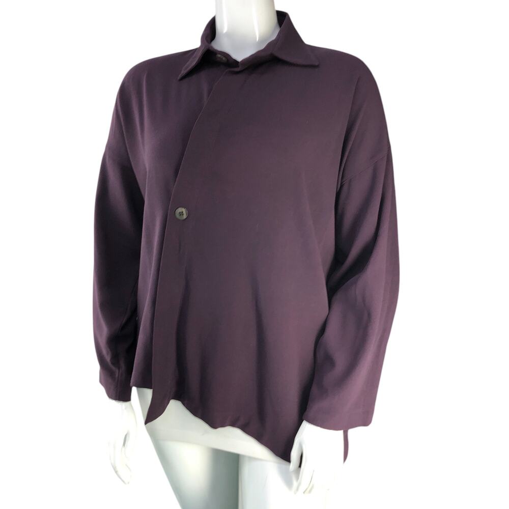 Noblu Womens Size 2 US L Top Asymmetric Tunic Blouse Lagenlook Purple USA Made